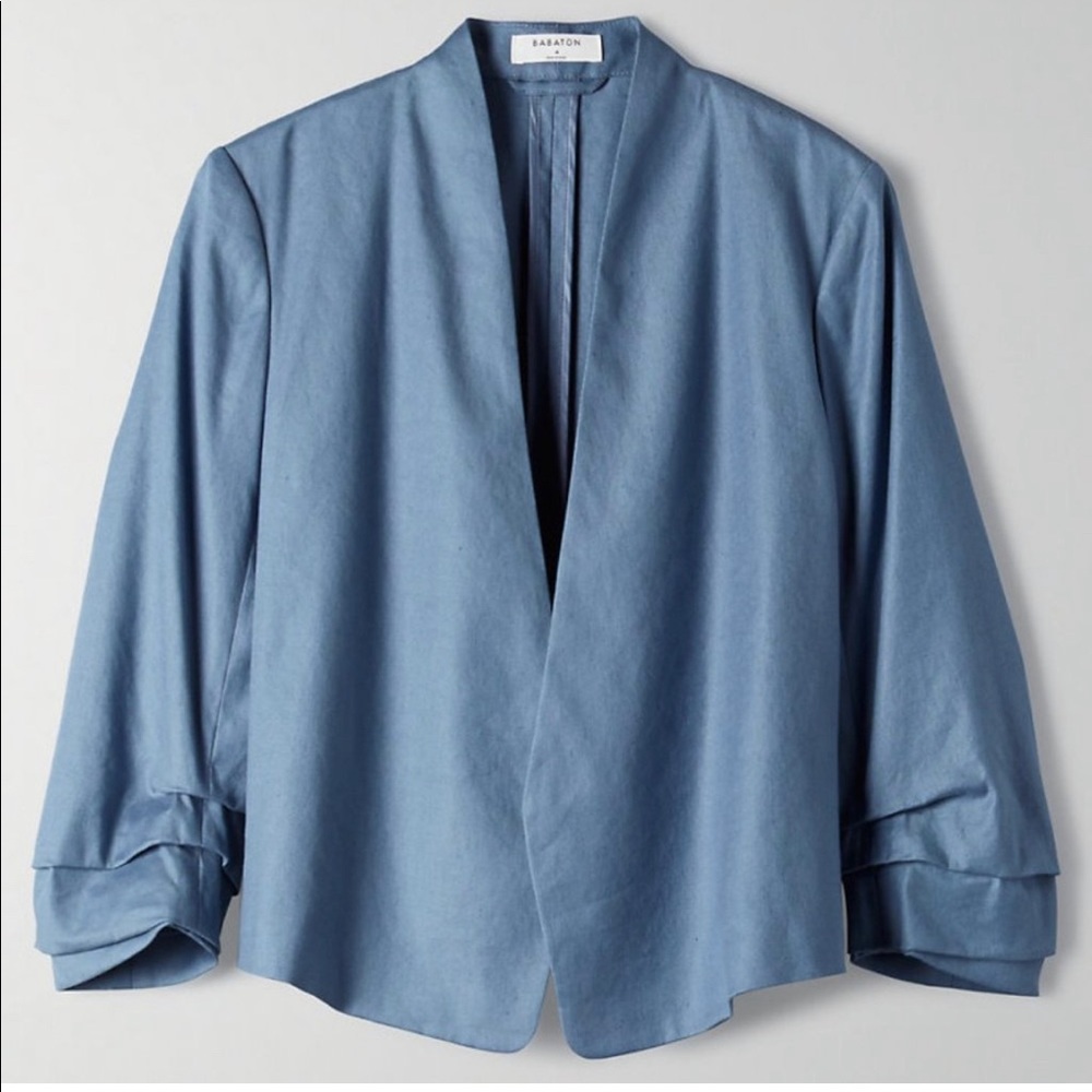 Aritzia Babaton Short Power Blazer Linen Blend 4